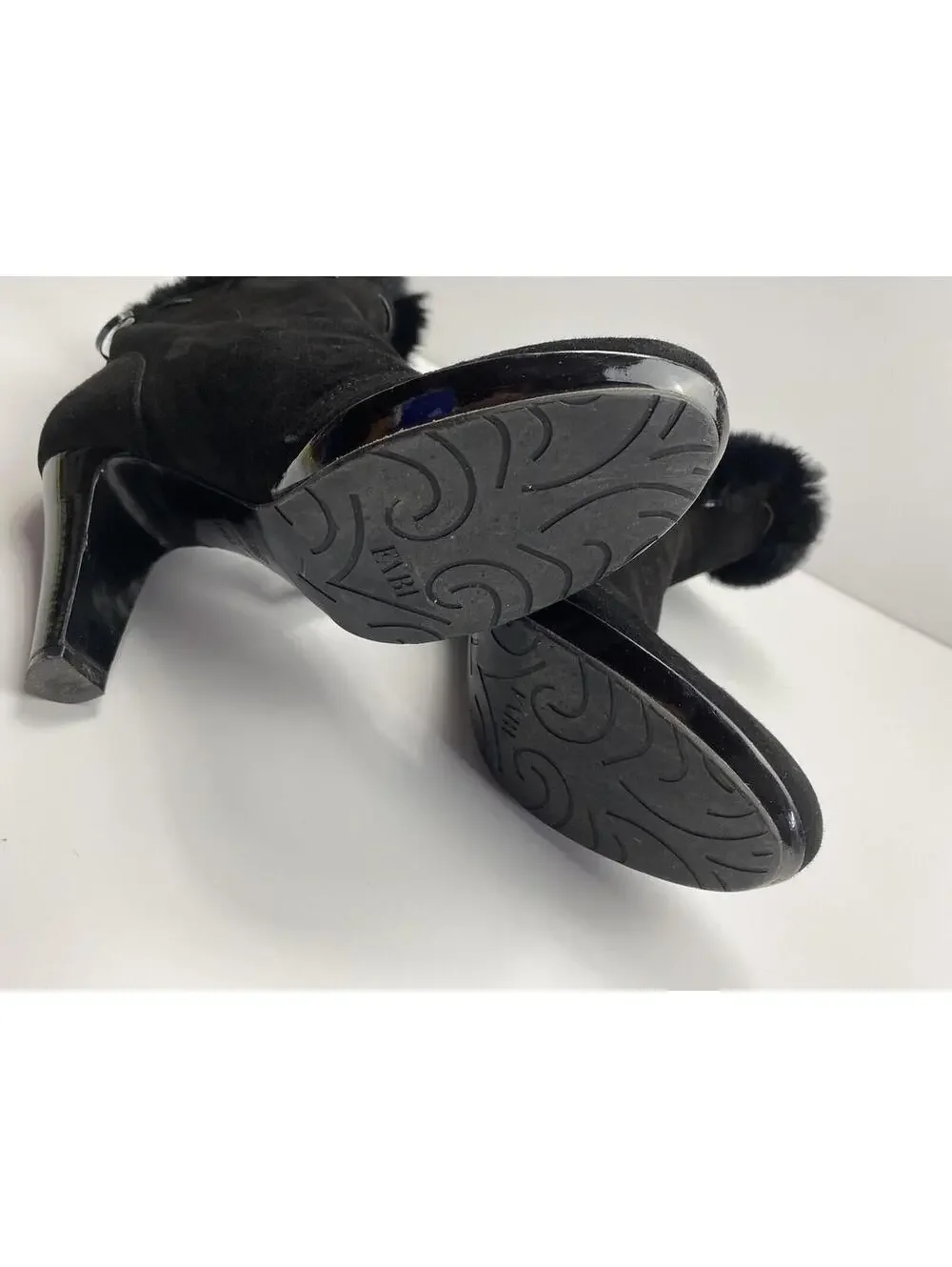 Fabi Femme Womens Black Heel Fashion Boots Size 7.5 US Made in Italy Chic